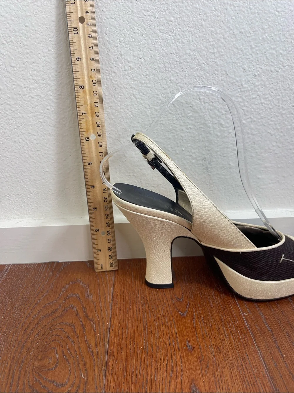 Rare Vintage PRADA Spring 2008 Runway Archive Canvas Platform Slingbacks 8.5